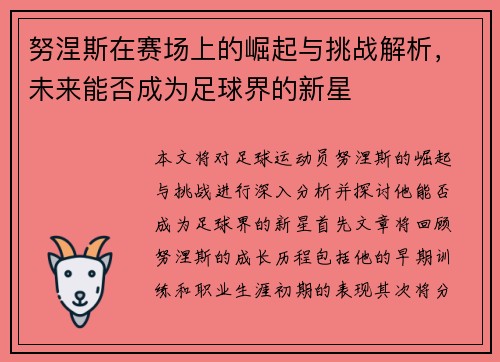 努涅斯在赛场上的崛起与挑战解析，未来能否成为足球界的新星